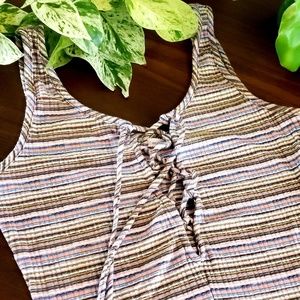 Draw String Striped Bodysuit